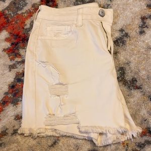 SOI cream high rise jean shorts